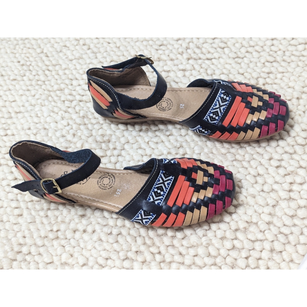 Handmade Mexican Huarache Ankle Strap Sandals Women's Size 7 - Picture 5 of 12